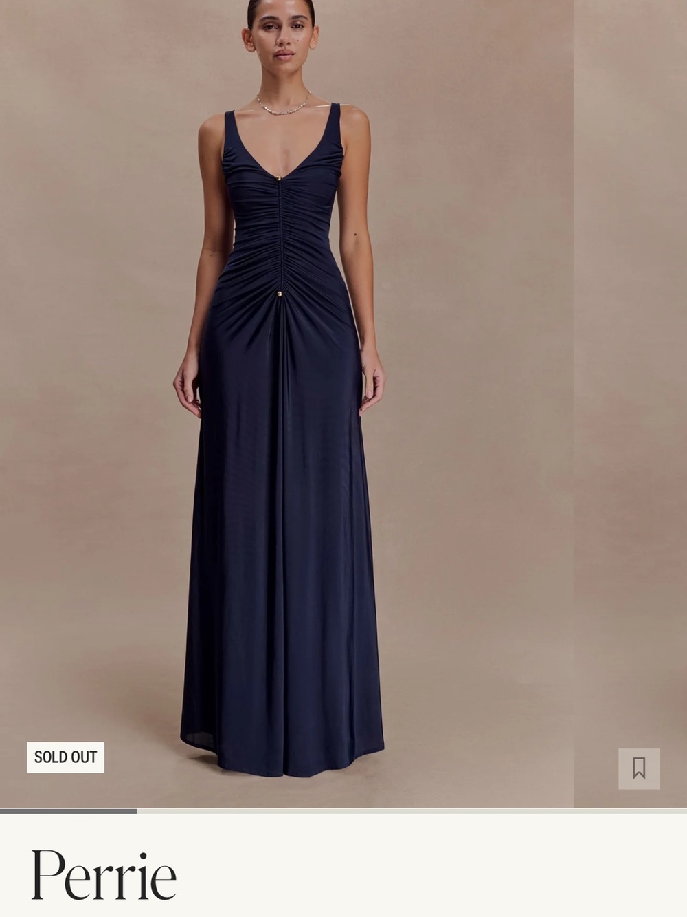 Perrie Slinky Ruched Maxi Dress - Ink Blue